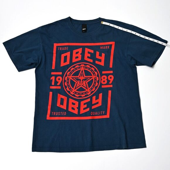 VTG Obey Navy Large Andre The Giant Box Graphic Skater Logo Shepherd Fairey - Picture 5 of 8
